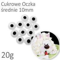 Dekoracja cukrowa - Cukrowe oczka ŚREDNIE 10mm - 20g