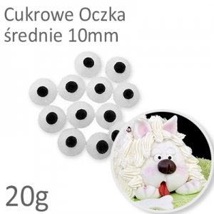 Dekoracja cukrowa - Cukrowe oczka ŚREDNIE 10mm - 20g