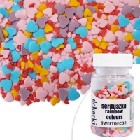 Dekoracje cukrowe SERDUSZKA - Rainbow Colours 30g