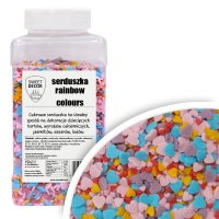 Dekoracje cukrowe SERDUSZKA - Rainbow Colours 600g