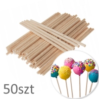 SWEET DECOR  Drewniane patyczki okrągłe do cake pops 16cm - 50szt