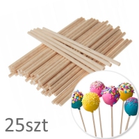 SWEET DECOR  Drewniane patyczki okrągłe do cake pops 16cm - 25szt