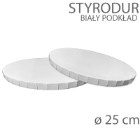 Okrągły podkład styrodur biały z rantem - wys. 22mm - 25cm