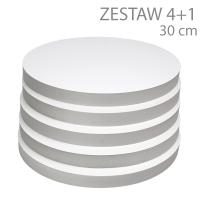 Okrągły podkład pod tort STYROCAKE - wys. 22mm - 30cm - ZESTAW 4+1gratis - BIAŁY