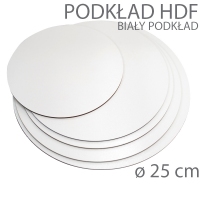 Okrągły podkład hdf biały - wys. 3mm - 25cm