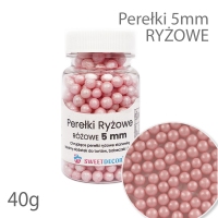 Perełki ryżowe 5mm - różowe 40g