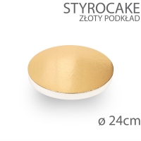 Okrągły podkład STYROCAKE - wys. 22mm - 24cm - ZŁOTY