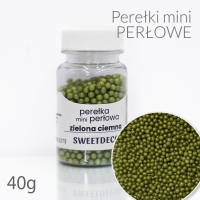 Mini Perełki perłowe zielone ciemne 40g