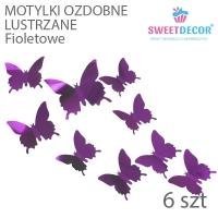 Motylki ozdobne lustrzane - fioletowe 6szt