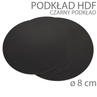 Okrągły podkład hdf czarny - wys. 3mm - 08cm