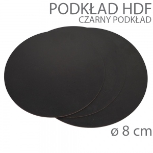 Okrągły podkład hdf czarny - wys. 3mm - 08cm