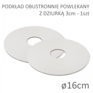 Okrągły podkład pod tort obustronny - z dziurką 3cm - 16cm