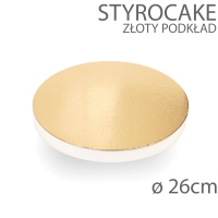 Okrągły podkład pod tort STYROCAKE - wys. 22mm - 26cm - ZŁOTY