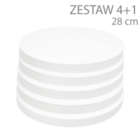 Okrągły podkład pod tort STYROCAKE - wys. 22mm - 28cm - ZESTAW 4+1gratis - BIAŁY