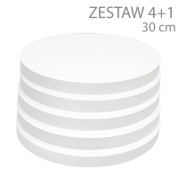 Okrągły podkład pod tort STYROCAKE - wys. 22mm - 30cm - ZESTAW 4+1gratis - BIAŁY