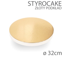 Okrągły podkład STYROCAKE - wys. 22mm - 32cm - ZŁOTY