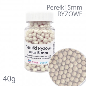 Perełki ryżowe 5mm - białe 40g