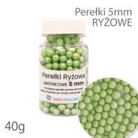 Perełki ryżowe 5mm - limonkowe 40g