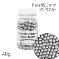 Perełki ryżowe 5mm - srebrne 40g