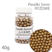 Perełki ryżowe 5mm - złote 40g