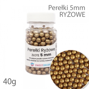 Perełki ryżowe 5mm - złote 40g