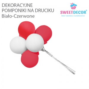 Pomponiki na druciku - Biało-Czerwone