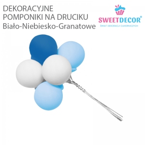 Pomponiki na druciku - Biało-Niebiesko-Granatowe