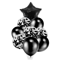 Zestaw balonów dekoracyjnych - czarny (balony + gwiazda) - 9szt