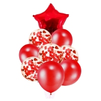 Zestaw balonów dekoracyjnych - czerwony (balony + gwiazda) - 9szt